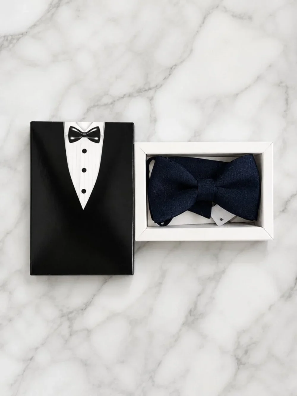 Vesuvio Napoli Boys Navy Pre-Tied Adjustable Bow Tie with Gift Box | Formal Wedd